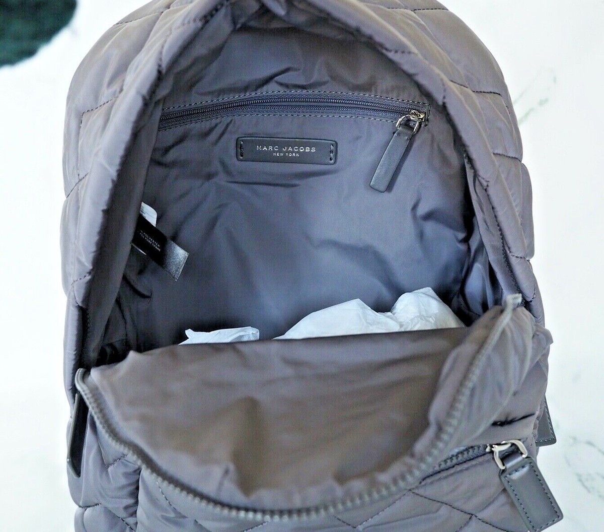 Marc Jacobs New York Quilted Nylon Backpack Gray Color New Marc Jacobs New York Quilted Nylon Backpack Gray Color New