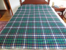4245. VIBRANT GREEN BLUE PLAID Synthetic Blend FABRIC - 55" x 2 yds.
