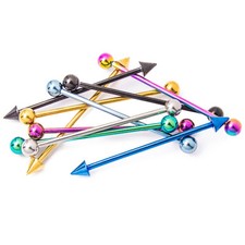 10PCS 14G Industrial Piercing Barbells Anodized with Colorful Titanium Bars 38mm
