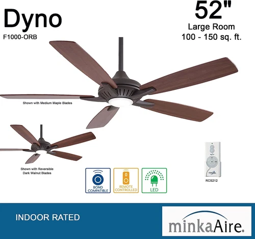 Minka-Aire F1000-ORB Dyno 52 Inch Indoor Ceiling Fan with Oil-rubbed Bronze  - Picture 4 of 7