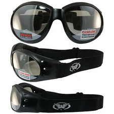 Eliminator Padded Motorcycle Goggles Clear Mirror Lens by Global Vision