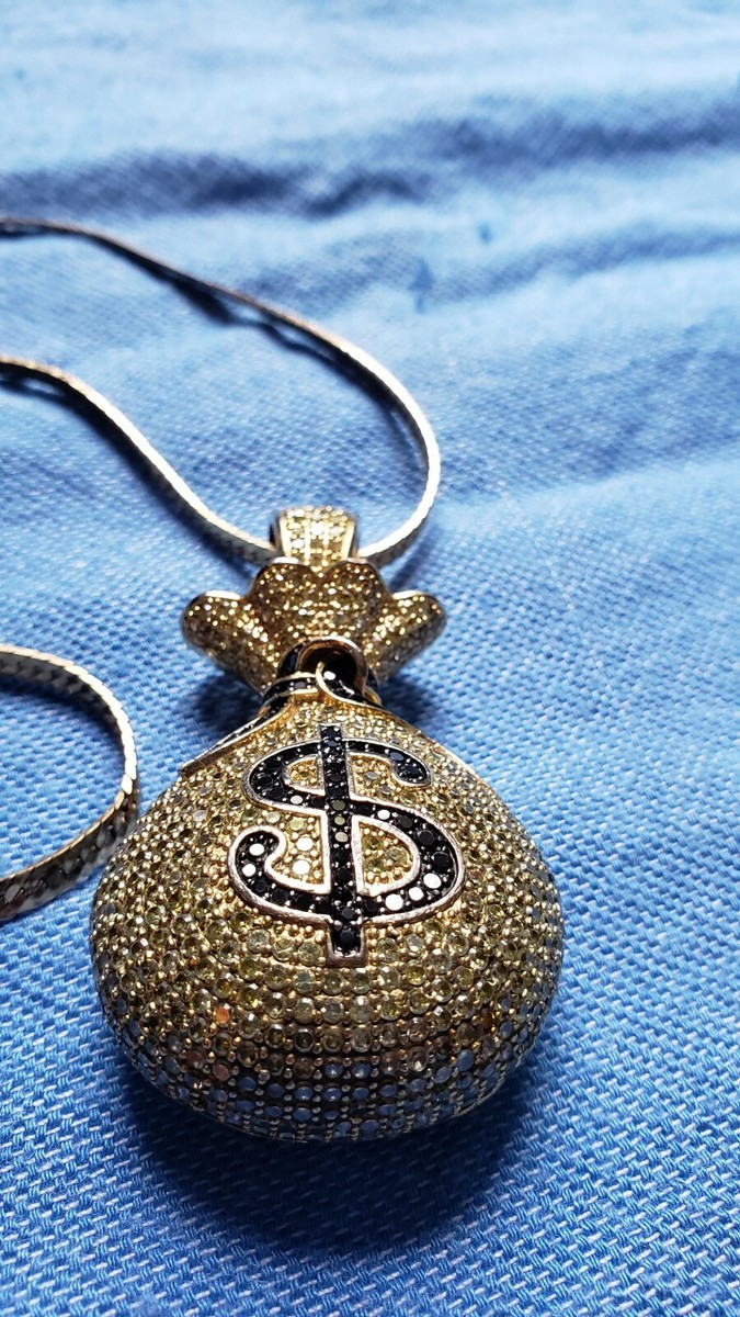 アクセサリー 14k YG Money Bag Pendant 14k Gold Filled Money Bag Pendant, Rhinestones, Dollar Pendant | eBay
