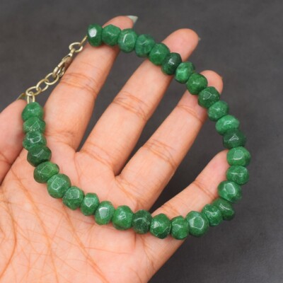 Fantastic 135 Cts Green Emerald Amazing Cut Beads Womens Bracelet AK 26 E527
