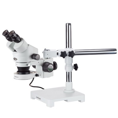 AmScope 3.5X-90X Zoom Binocular Stereo Microscope on Boom Stand w 80 LED Light
