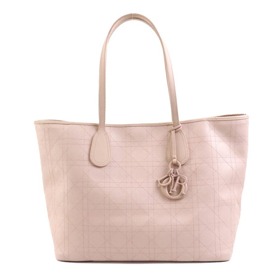 Sac fourre tout authentique Christian Dior Canage toile rose recouverte de beige   e58463g