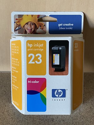 GENUINE HP 23 Tri-Color (C1823D) Ink Printer Cartridge, New In Box.
