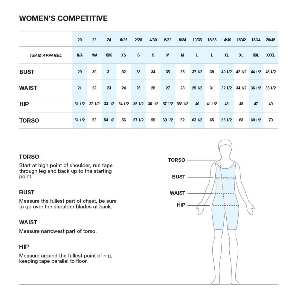 Speedo one piece swimsuit size chart outlet