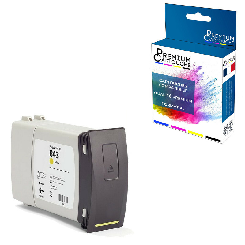 Cartouche compatible HP 843C C1Q68A Yellow encre jaune pour traceur PageWide XL