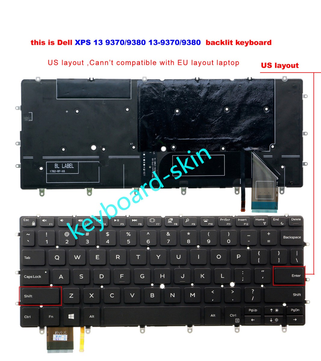 【2台セット】Dell XPS　＋ Dell Inspiron　★破格出品★ For Dell XPS 13-9370 P82G P82G001 XPS 13-9380 P82G002 Keyboard US