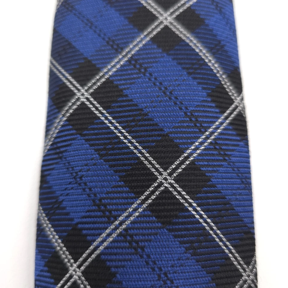 Lauren Ralph Lauren LRL Navy Blue Tartan Plaid Silk Blend Tie - Image 3 of 4