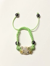 Hello Kitty Rhinestone Adjustable Friendship Bracelet - Neon Green