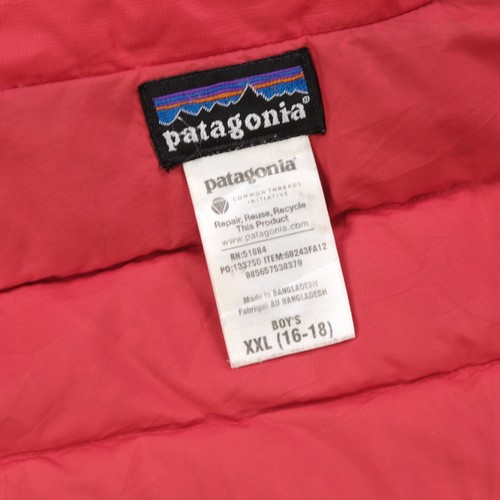 Rare Vintage PATAGONIA Full Zip Quilted Puffer Jacket 2000s Red Blue Youth 2XL - Picture 8 of 15