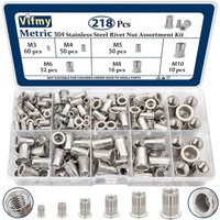 Nietmuttern-Sortiment Edelstahl 304 218-Teilig M3-M10 Flachkopfmuttern FüR