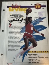 Julius Erving Autographed Sports Fact Sheet