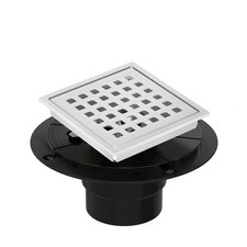 4 Inch Square Shower Floor Drain, Shower Drain Kit with Flange, Square Shower...
