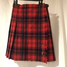 Kid/ Teen Size Wool English Kilt Tartan Skirt Size 10 Made In Scotland