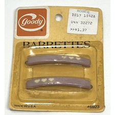 Vintage Goody Barrettes 2.5  Metal Clasp 6923 Hearts Lavender 1982 2  READ