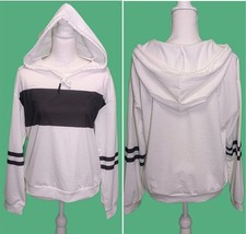 White Long Sleeve LS Hoodie w/ Black stripes from SHEIN NWOT Size: M US 6