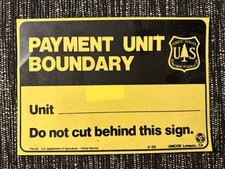 Vintage USFS US Forestry Forest Service ”PAYMENT UNIT BOUNDARY” Plastic Sign