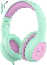 "EarFun Kids Headphones Wired with Microphone, 85/94dB Volume Limit Black Red ""