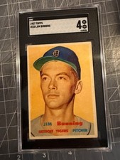 1957 TOPPS #338 JIM BUNNING DETROIT TIGERS ROOKIE BASEBALL CARD SGC 4 VG/EX