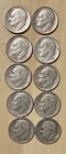 Roosevelt Silver Dimes Lot of 10 Circulated 1946-1964 US Coins. $1 face value!
