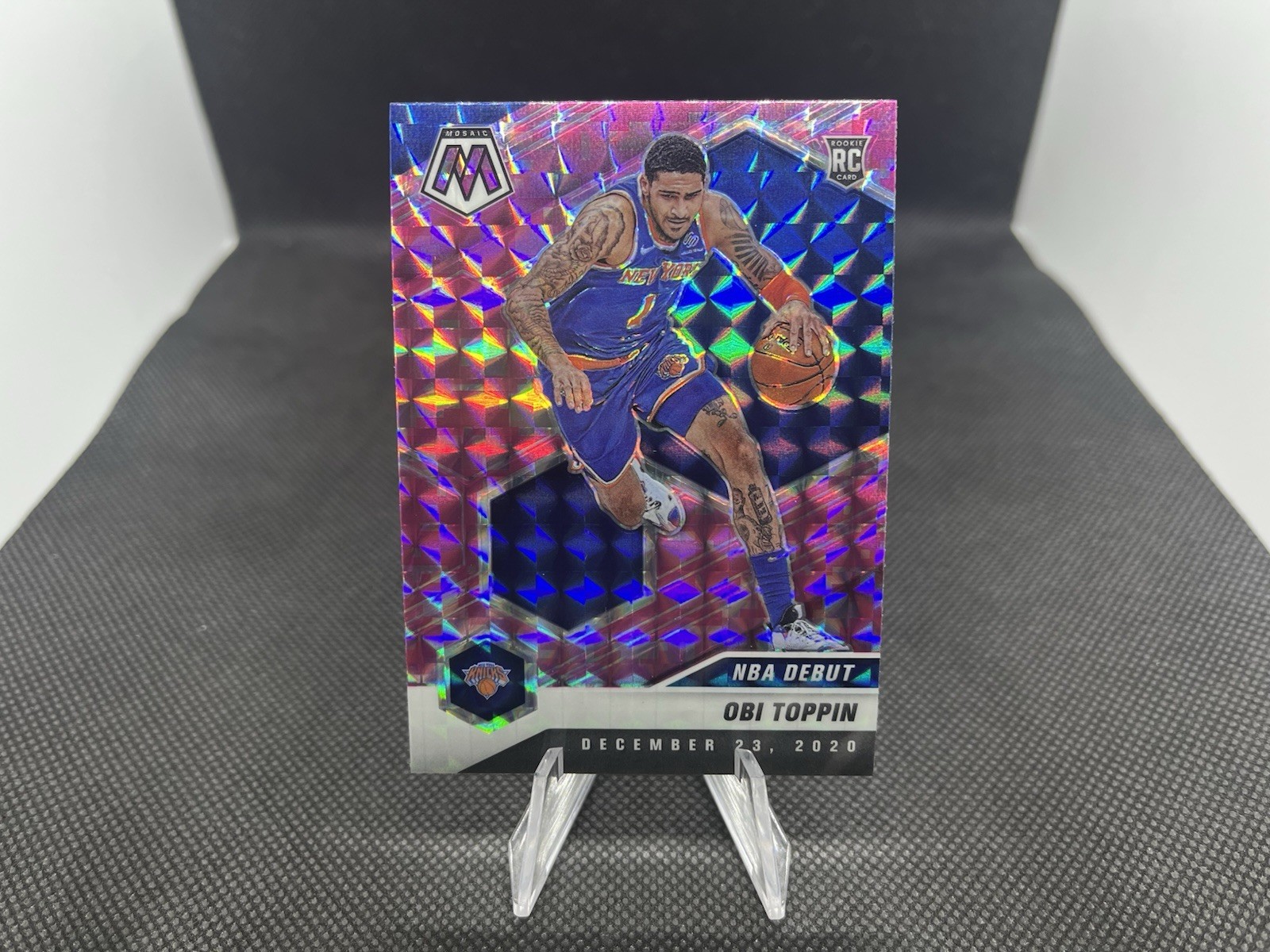 2020-21 Panini Mosaic - Rookie Obi Toppin #220 Pink Camo Mosaic Prizm (RC)