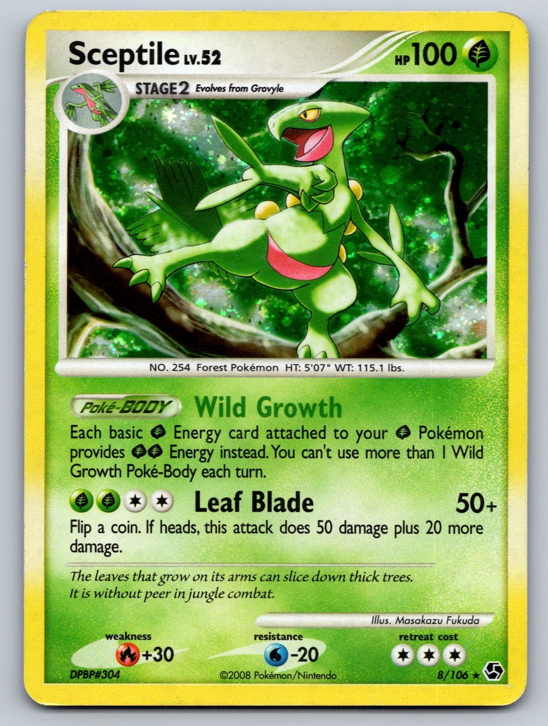 Sceptile 8/106 Holo Rare Great Encounters Pokemon Holo Moderately Played