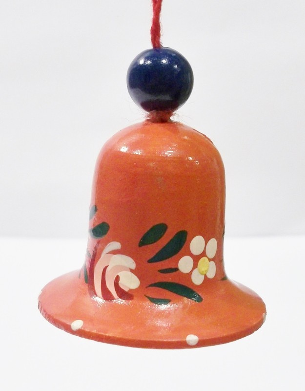 Erzgebirge Style Italy Bell Flowers Leaf Hand Painted Wooden Wood Vntg Ornament