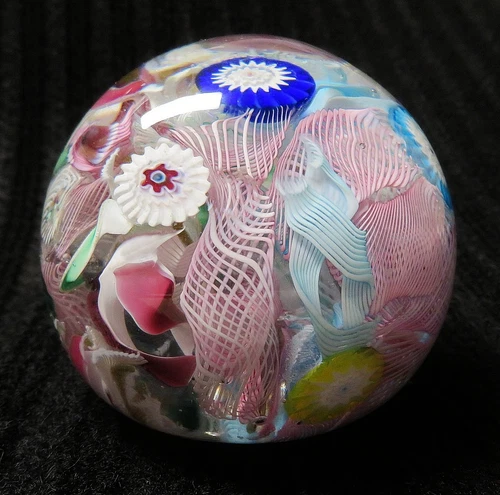 Vintage Murano Art Glass Millefiori Scramble Paperweight likely Fratelli Toso