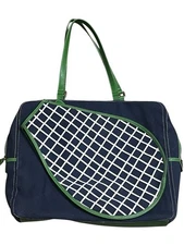 Frances Valentine Tennis Tote Green Blue Canvas