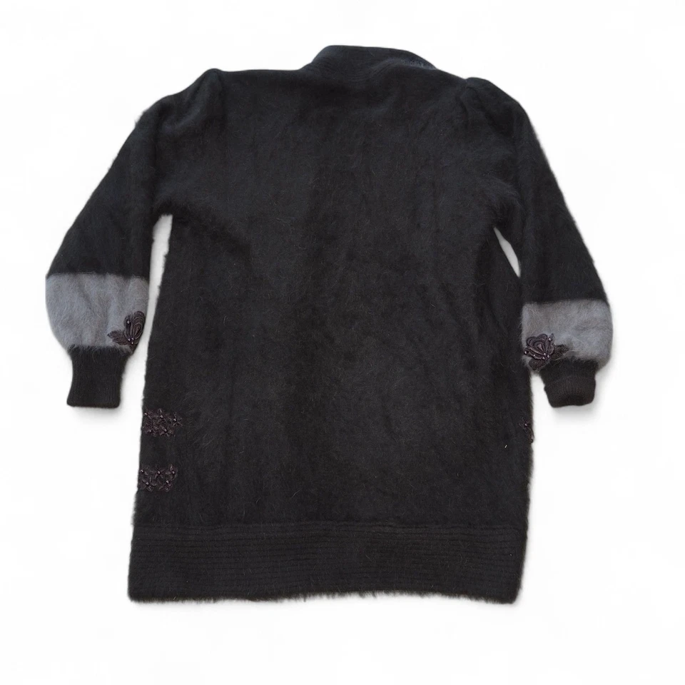 Cárdigan Suéter Naomi Korea Vintage Angora Lux Cuentas Marrón/Gris Para Mujer SS Foto 2 de 4