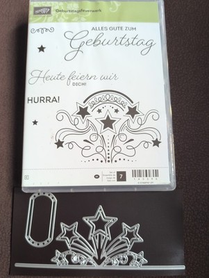 Stampin Up Stempelset Geburtstagsfeuerwerk Thinlits Dies Birg shot Sizzix Stanze