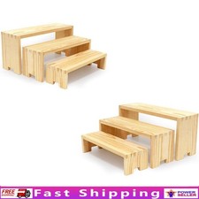 Natural Solid Wood Risers Display Stand Rustic Decor Vendor Table Showcase New