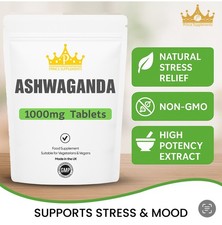 Ashwagandha Root Extract 1000mg 30-1000 Tablets/capsules Stress Vegan Supplement