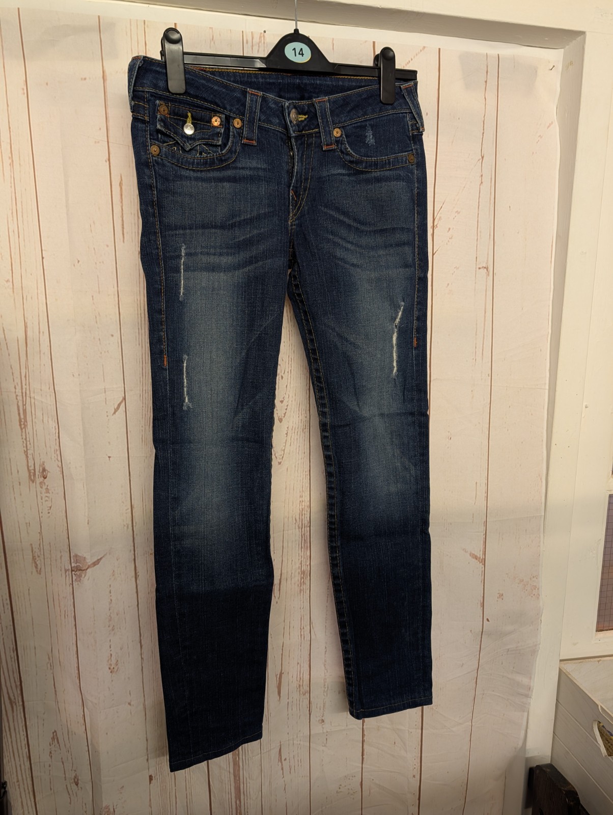 True Religion Julie Jeans Womens 30" Waist Blue Slim Skinny Stretch Made In USA