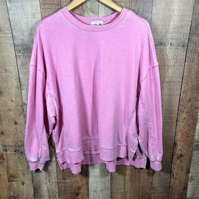 Z Supply Pink Mineral Wash Oversized Pullover Sweatshirt Large Lounge Comfy