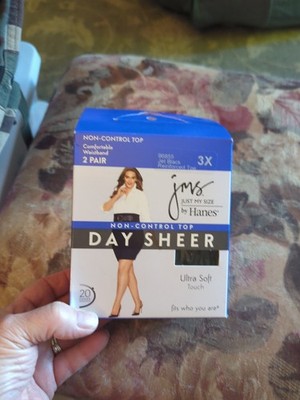 Just My Size 3X Plus 2-pk Regular Pantyhose Jet Black Reinforced Toe 6'0'' & 250#