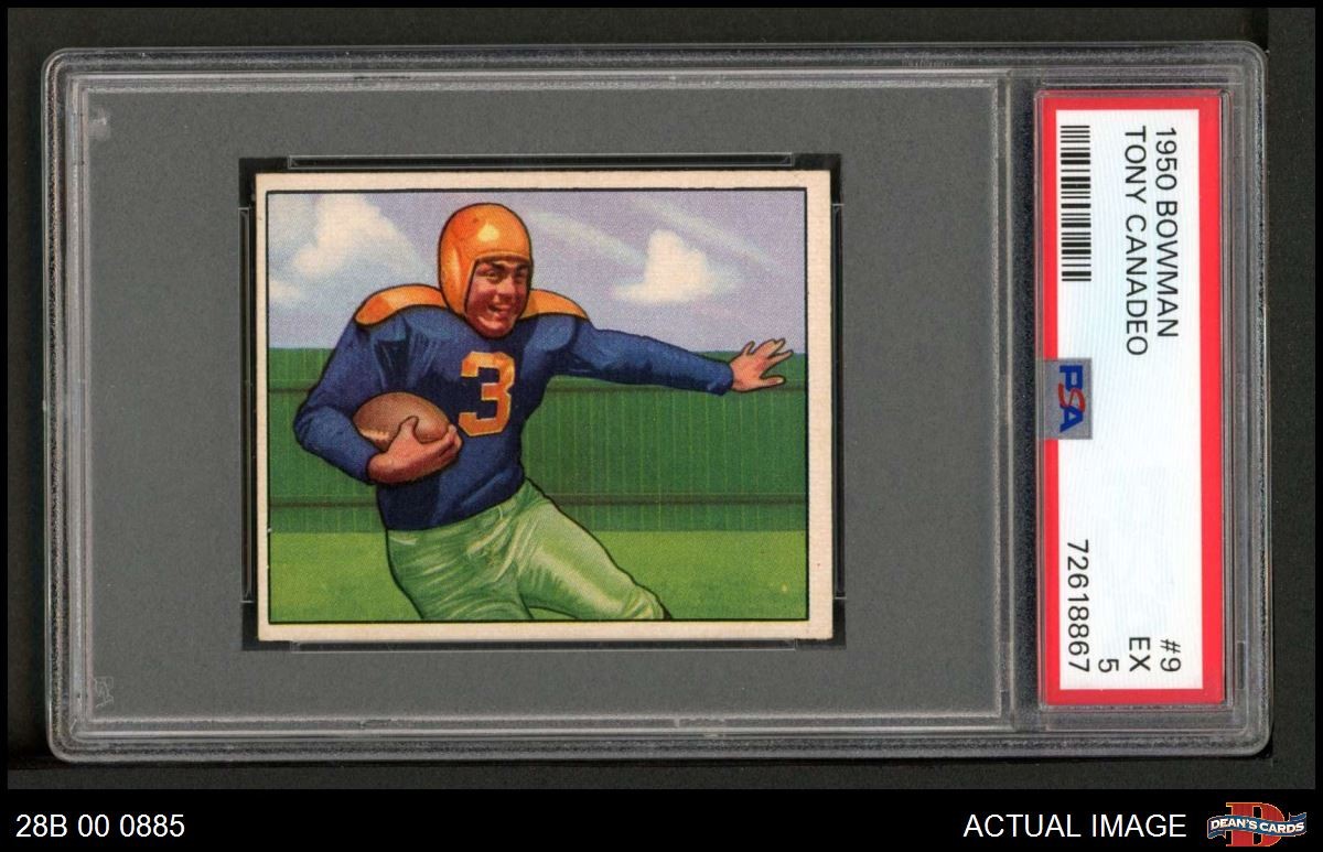 1950 Bowman #9 Tony Canadeo Packers RC HOF Gonzaga PSA 5 - EX