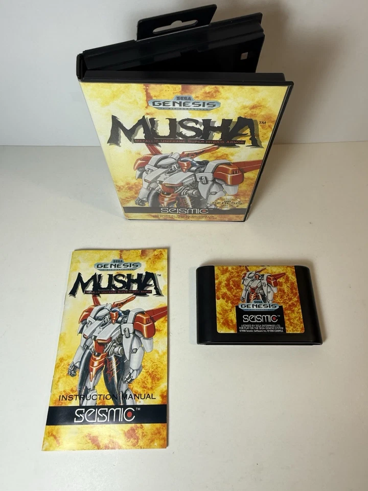 MUSHA (Sega Genesis, 1990) Complete with Manual Seismic Rare Game Very Nice Nrmt - Image 3 of 4