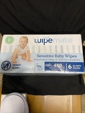 480ct Wipemate Sensitive Baby Wipes 6-80 Wipe Packs