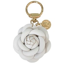 Leather Flower Keychain Bag Purse Charms for Handbags Pink Black Leather White