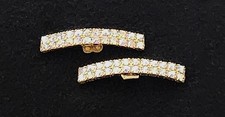 Vintage 60s AB Aurora Borealis Rhinestone Shoe Clips 2 Row Bar Prong Set