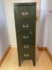 5 Drawer Filing Cabinet by Stor - Green Steel Industrial • Vintage