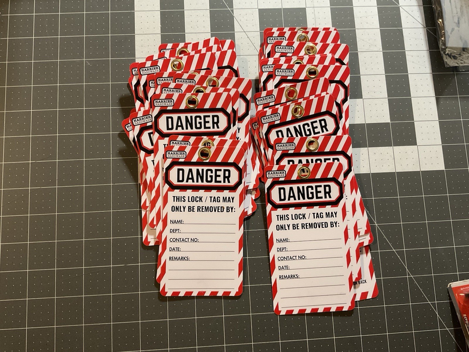 Lot Of 35 Danger Lockout Tags, Harrier Hardware, Unused, Safety, Lock Out, T2