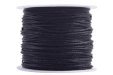 KONMAY 100 Yards 1.5mm Nylon Rattail Satin Silk Trim Cord, 1.5mm, Black