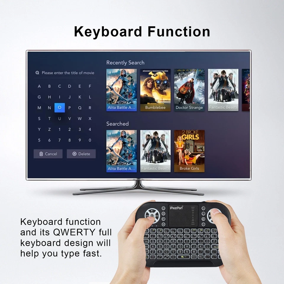 iPazzPort: Mini wireless keyboard+touchpad combo, Bluetooth+2.4G 7-Color backlit - Image 2 of 4