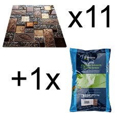 11x Nature Stone Metal Glass Copper Mosaic Wall Tile Plus 5kg Brown Grout