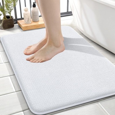 OLANLY Thick Memory Foam Small Bathroom Rugs 24x16, Extra 24'' X 16'', White