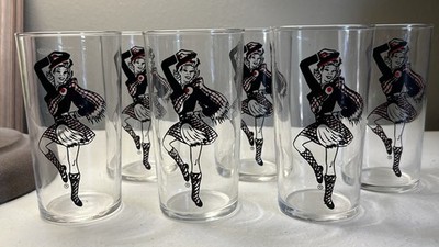 VINTAGE 6 PC 1960 S SANDY S DRIVE-IN DRINKING GLASSES DANCING SCOTTISH GIRLS